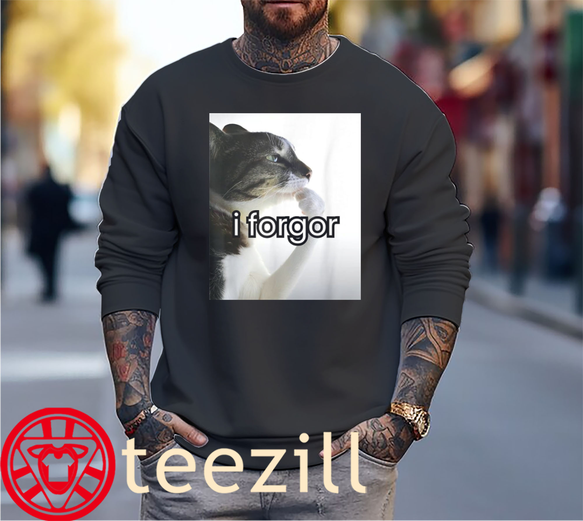 I Forgor Cringey Shirt Funny Cat Sweater