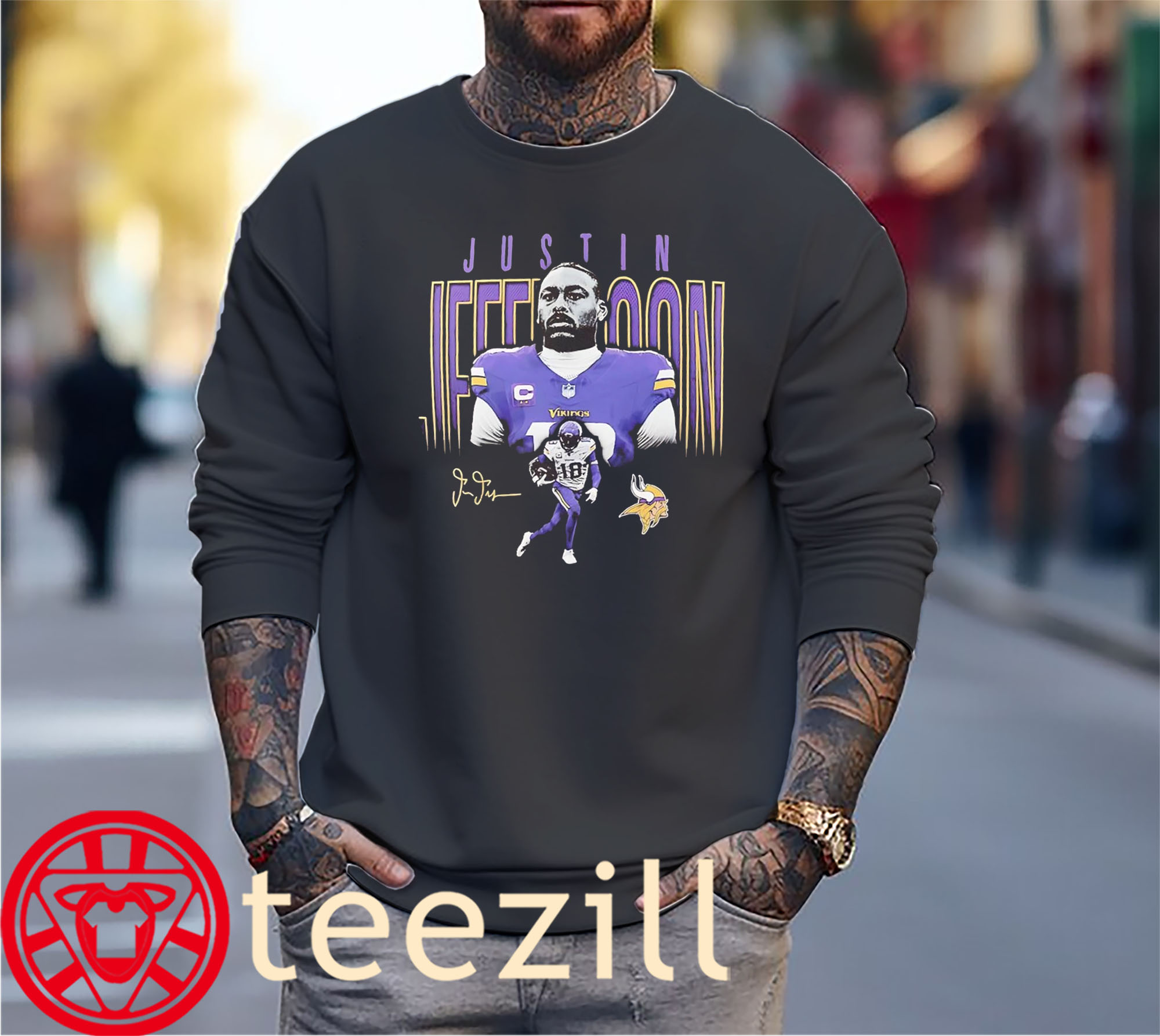 Justin Jefferson Minnesota Vikings Graphic Shirt Sweater