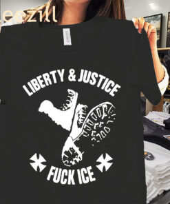 Liberty & Justice Fuck Ice Tee - Abolish ICE - Justice For All Liberty Shirt - Anti ICE T-Shirt