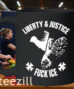 Liberty & Justice Fuck Ice Tee - Abolish ICE - Justice For All Liberty Shirt - Anti ICE T-Shirt Mug