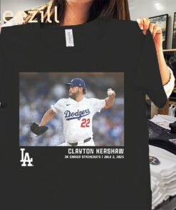 Los Angeles Dodgers Clayton Kershaw Black 3K Career Strikeouts Shirt