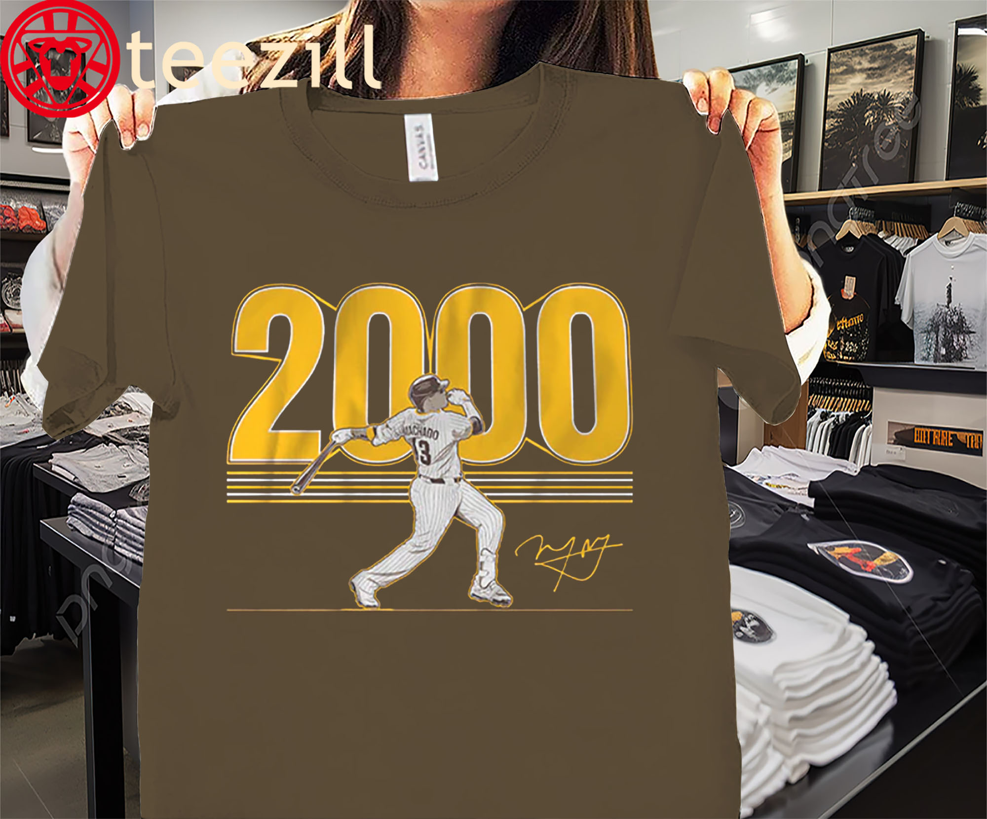 Manny Machado 2000 Hits Tee Shirt San Diego Baseball Shirt