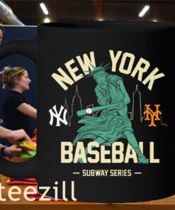 New York Baseball Subway Series Swinging Liberty Shirt mug