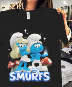 Smurfette & No Name Portrait Shirt – Smurfs Movie Cartoon T-Shirt