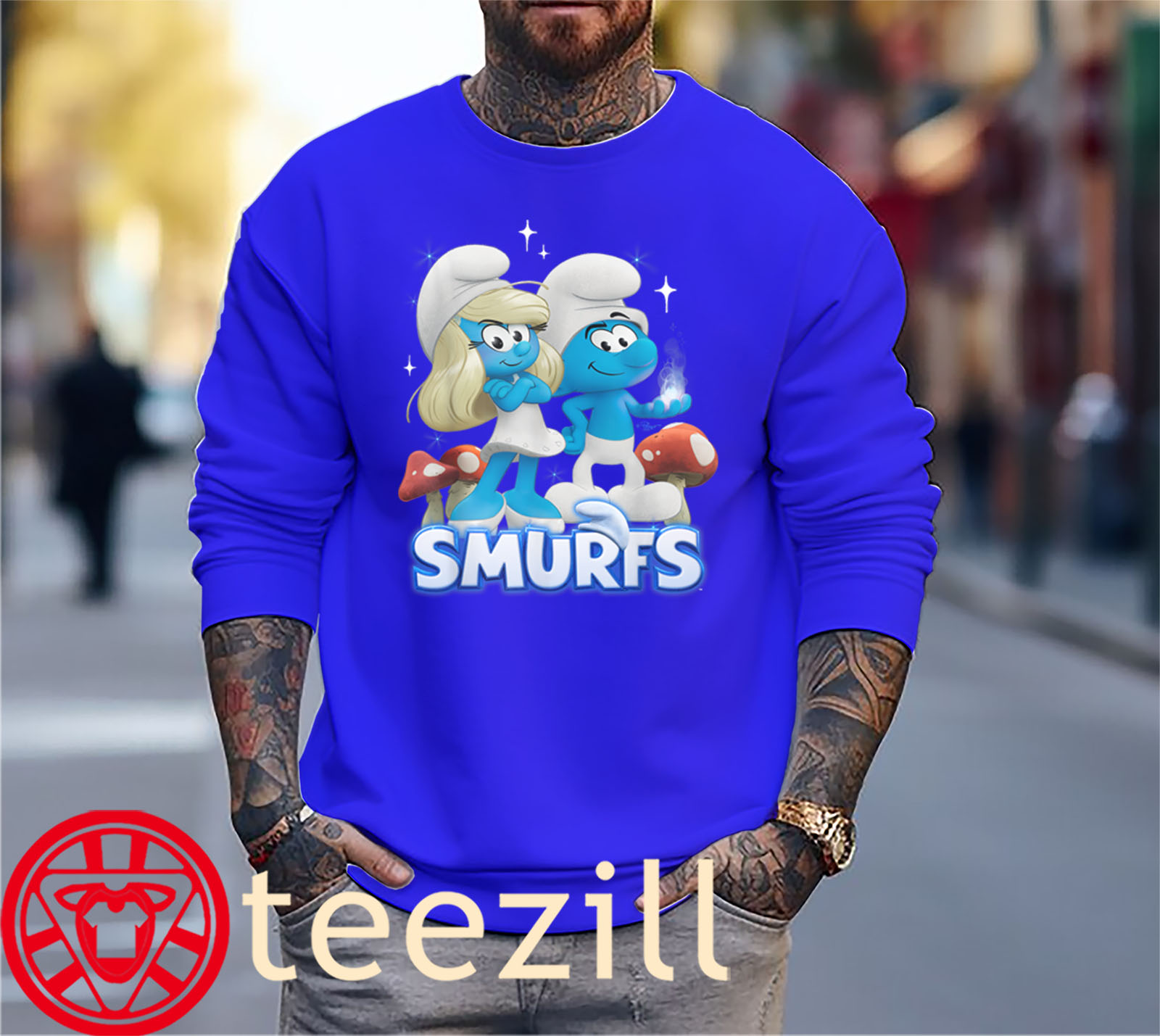 Smurfette & No Name Portrait Shirt – Smurfs Movie Cartoon T-Shirt Sweater