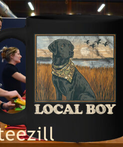 Sunset Vintage Local Boy Black Lab Hunting Dog Marsh Scene Mug