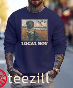 Sunset Vintage Local Boy Black Lab Hunting Dog Marsh Scene Shirt Sweater