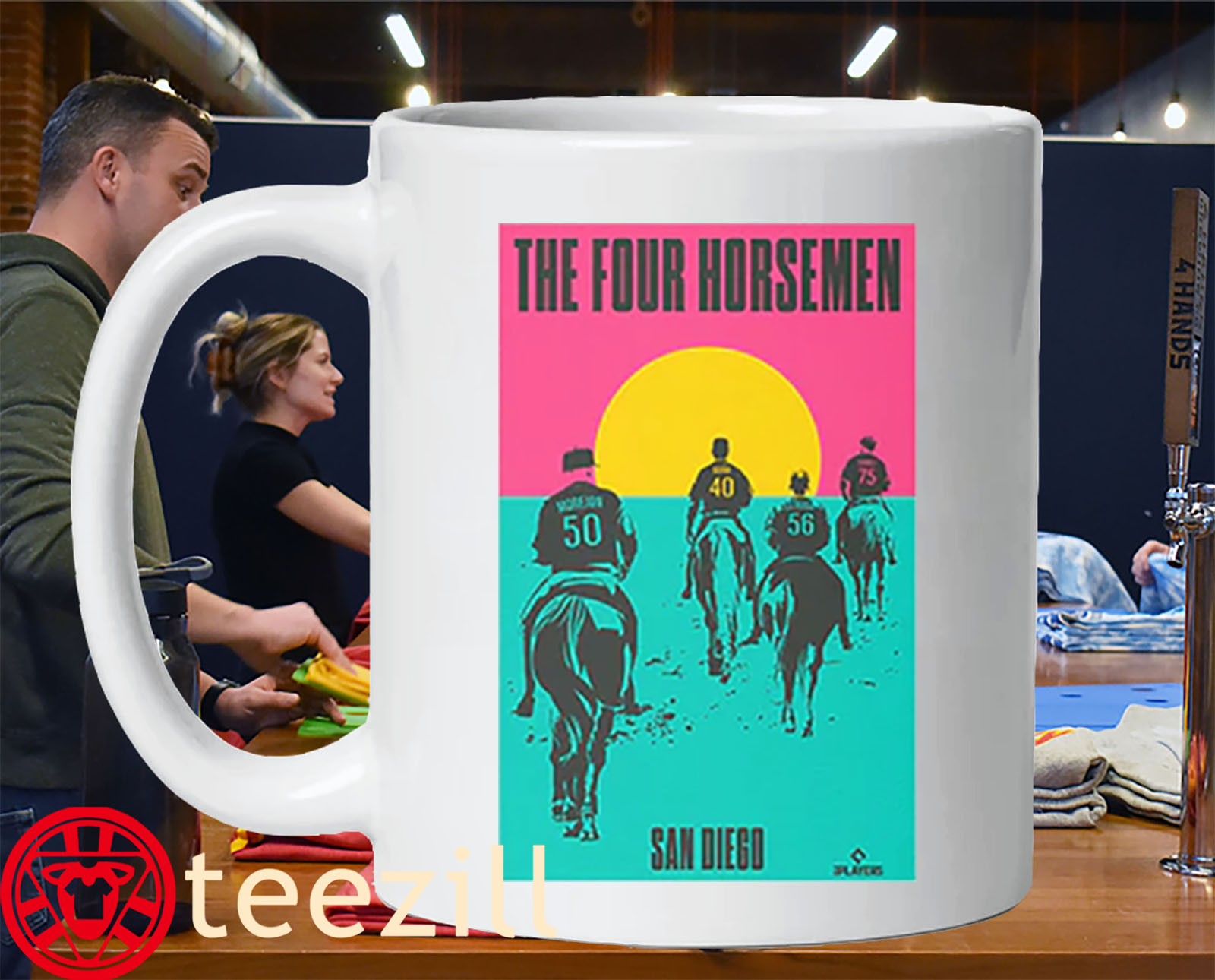 The Four Horsemen Bullpen San Diego Baseball Shirt Adrian Morejon- Jason Adam- Jeremiah Estrada- Robert Suarez Mug