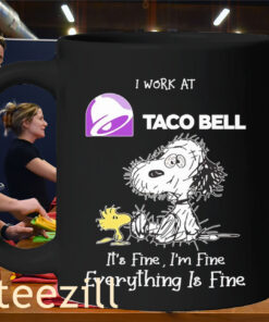 Snoopy And Woodstock I Work At Taco Bell Mug