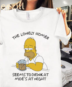 The Lonely Homer Seems To Drink At Moe's At Night Funny Duck Shirt