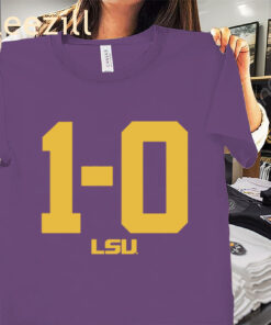 LSU Football Wearing 1-0 Shirt