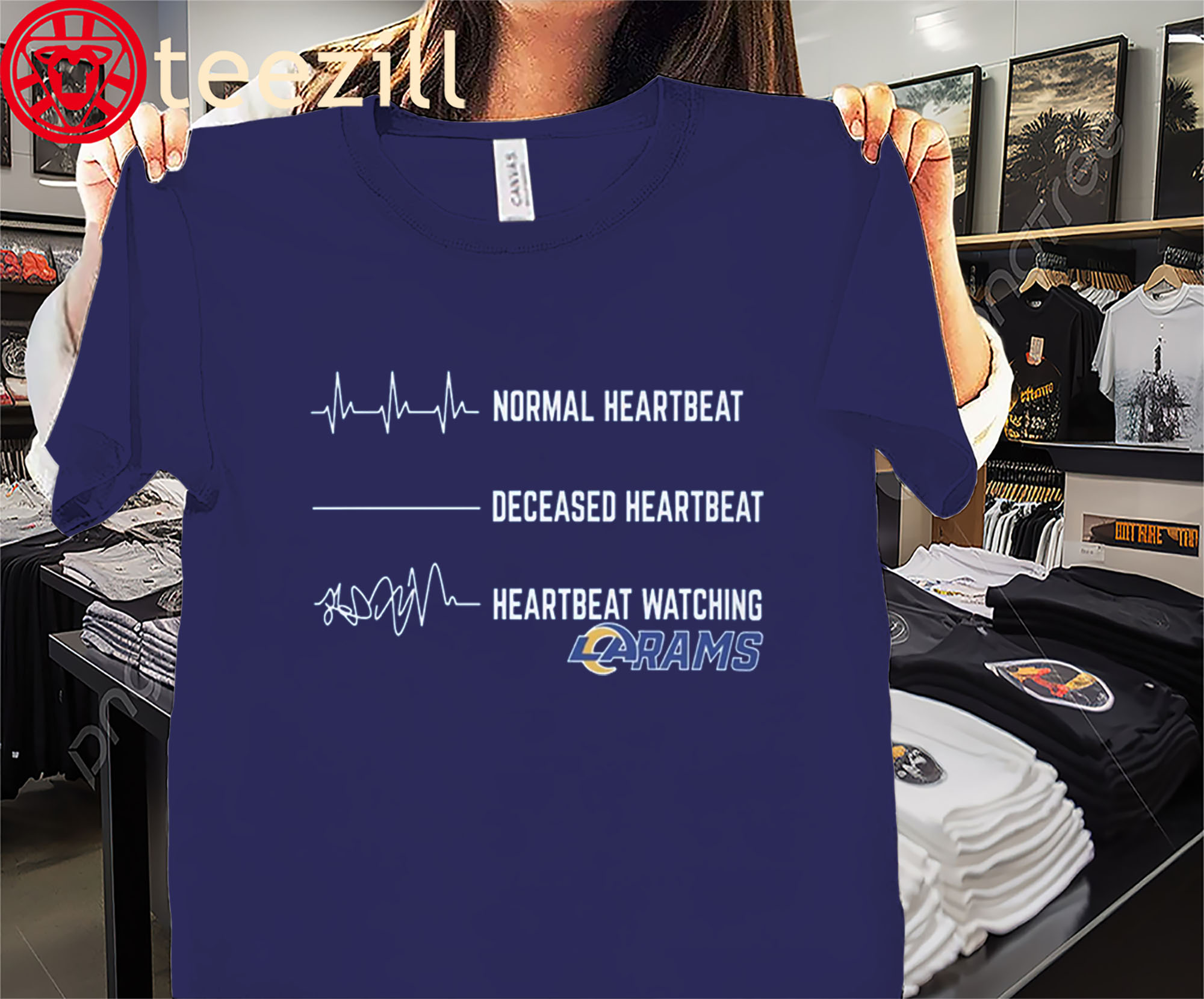 Normal Heartbeat- Deceased Heartbeat- LA Rams Heartbeat Tee