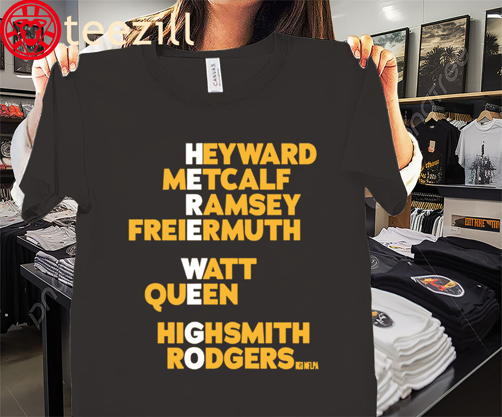 Pittsburgh Here We Go Names Shirt- Acrostic Player Design Tee