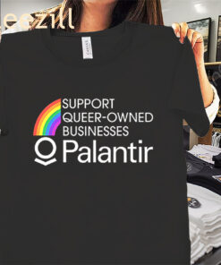 Support Queer-Owned Businesses Palantir Rainbow Tee Shirt