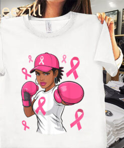 American Women Black African Fight Breast Cancer Pink Ribbo aTee
