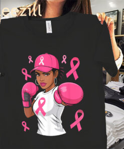 American Women Black African Fight Breast Cancer Pink Ribbon Shirts