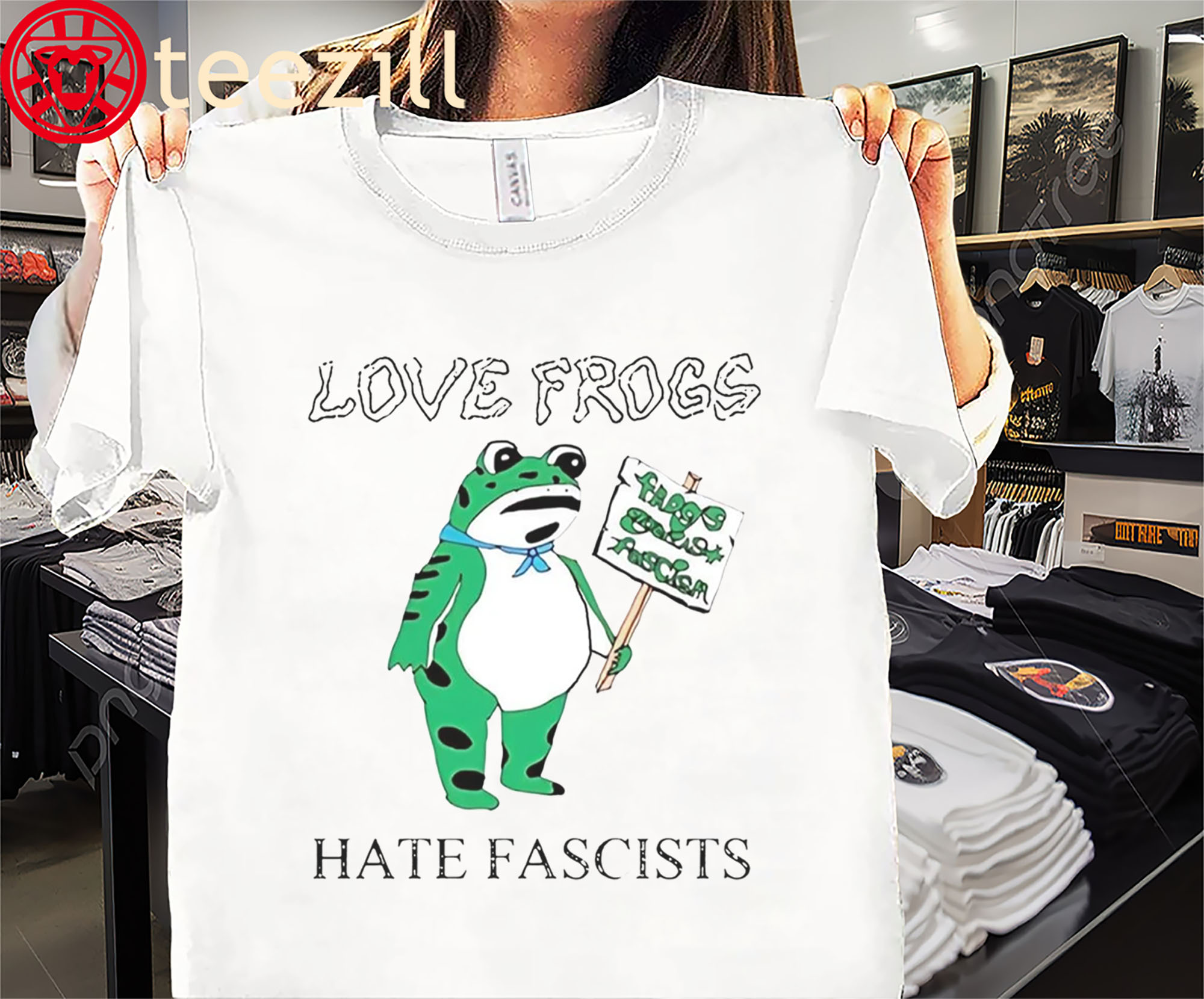 Antifa Fascist Frogs Tee Love Frogs Hate Fascists Shirt