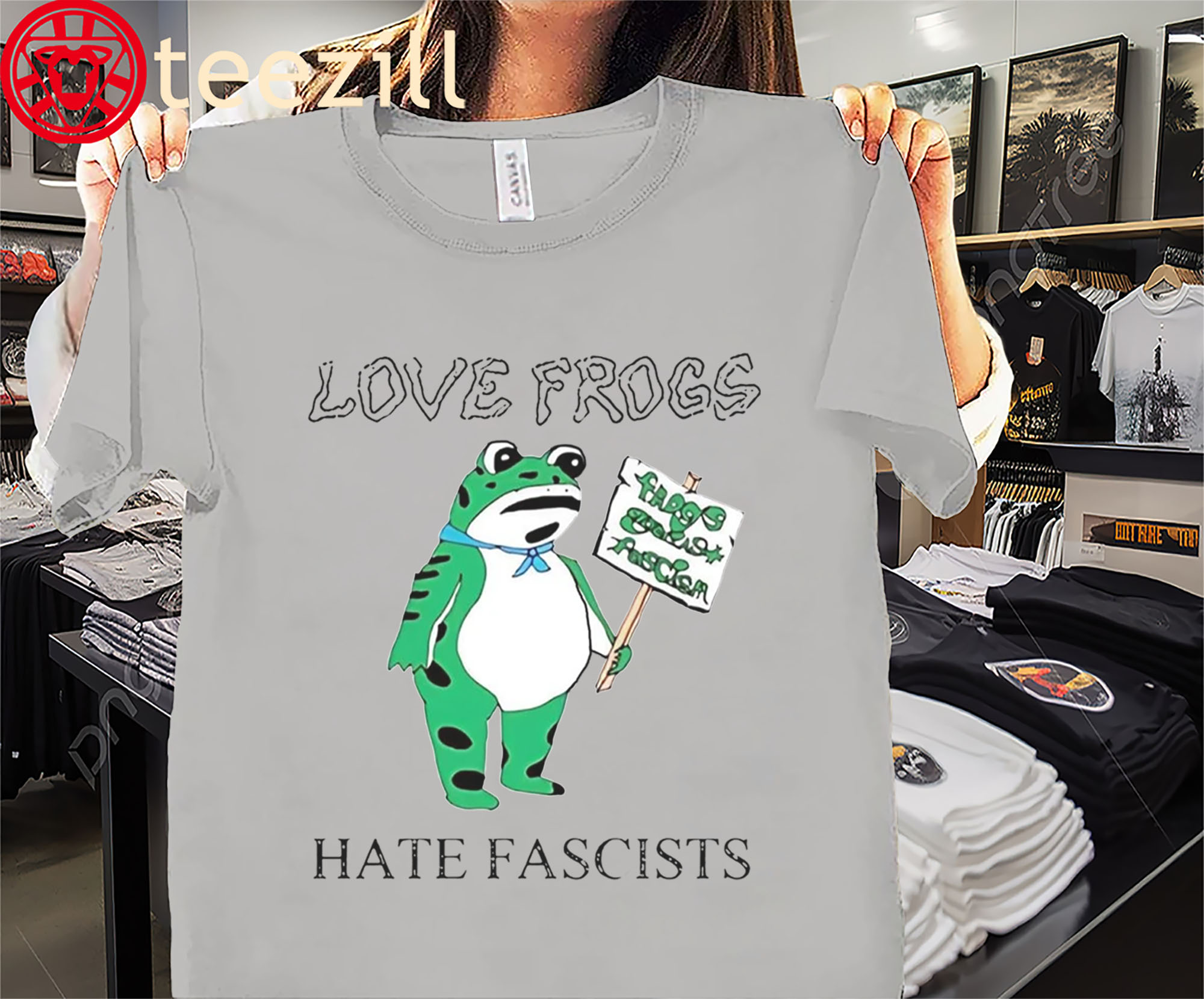 Antifa Fascist Frogs Tee Love Frogs Hate Fascists Shirts