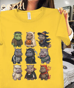 Baby Hippo Ghost Zombie Witch Shirt – Halloween Hippo Costume Tee