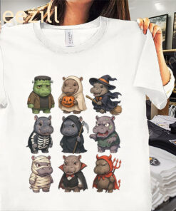 Baby Hippo Ghost Zombie Witch Shirt – Halloween Hippo Costume Tees