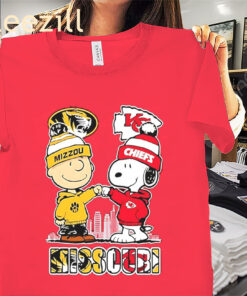 Charlie Brown MO Tigers & Snoopy KC City Chiefs 75th Anniversary Shirt