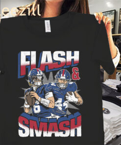Flash and Smash Shirt Jaxson Dart & Cam Skattebo Tee New York Giants Football TShirt