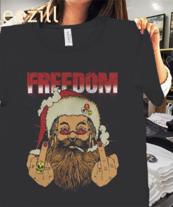 Freedom Defiant Santa Claus Middle Finger Shirt Christmas 2025 Tee