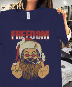 Freedom Defiant Santa Claus Middle Finger Shirt Christmas 2025 Tees