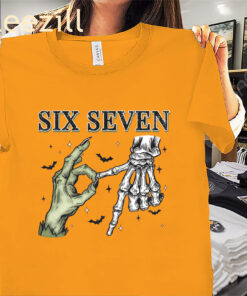 Halloween Meme Skeleton Hands Halloween Six Seven Shirts