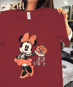 Here for the Treats Shirt – Cute Halloween Mouse Skeleton Tee