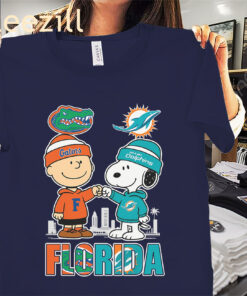 Limited- Charlie Brown Florida Gators And Snoopy Miami Dolphins Shirts
