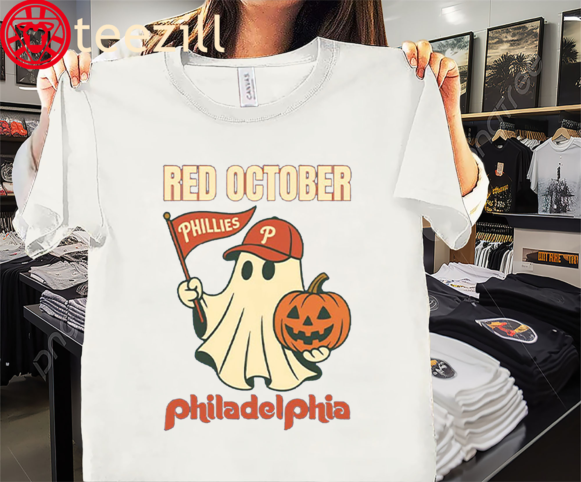 Red October Phillies Philadelphia Halloween Ghost Shirt