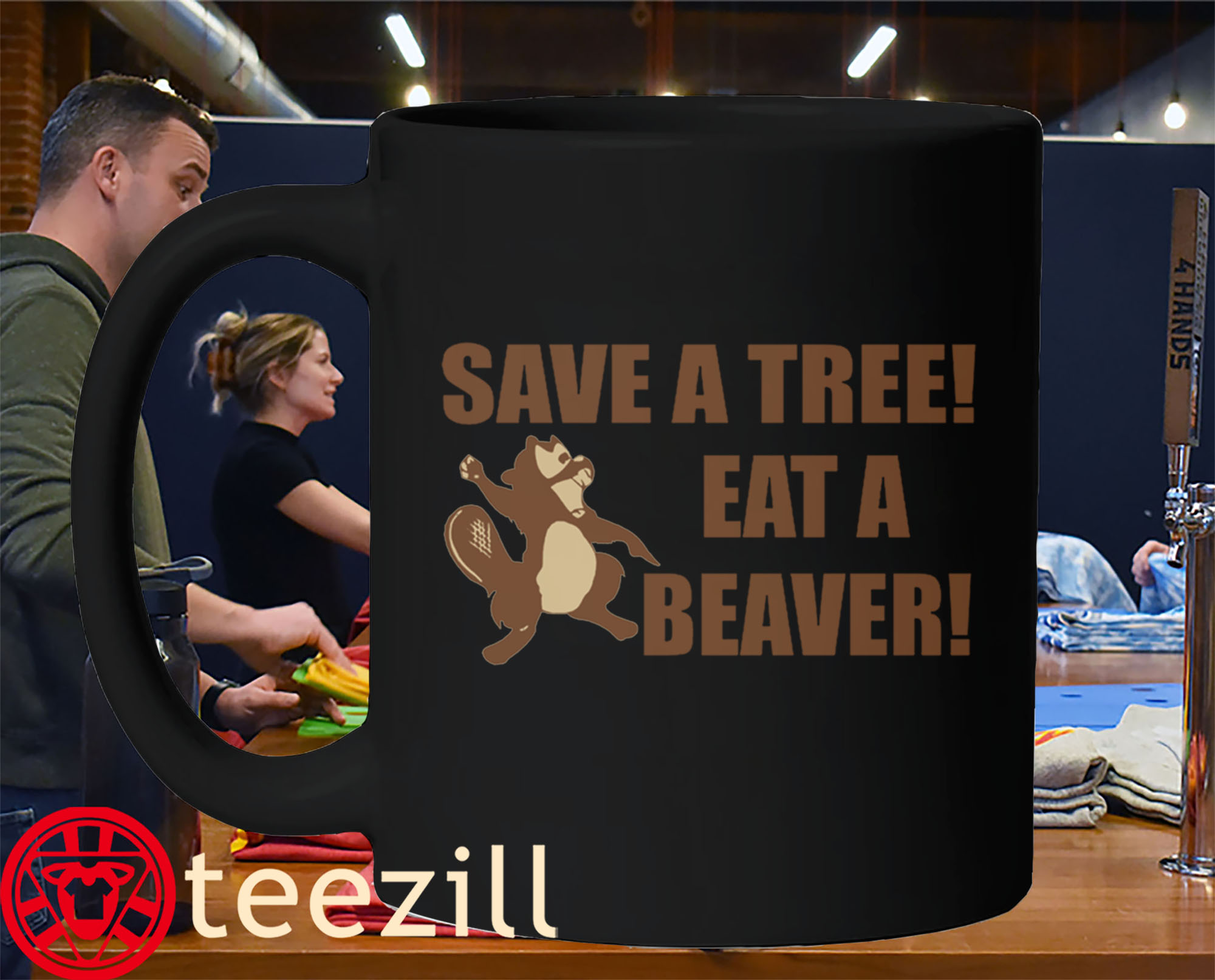 Save a Tree Eat a Beaver Squirrel Premium Mug