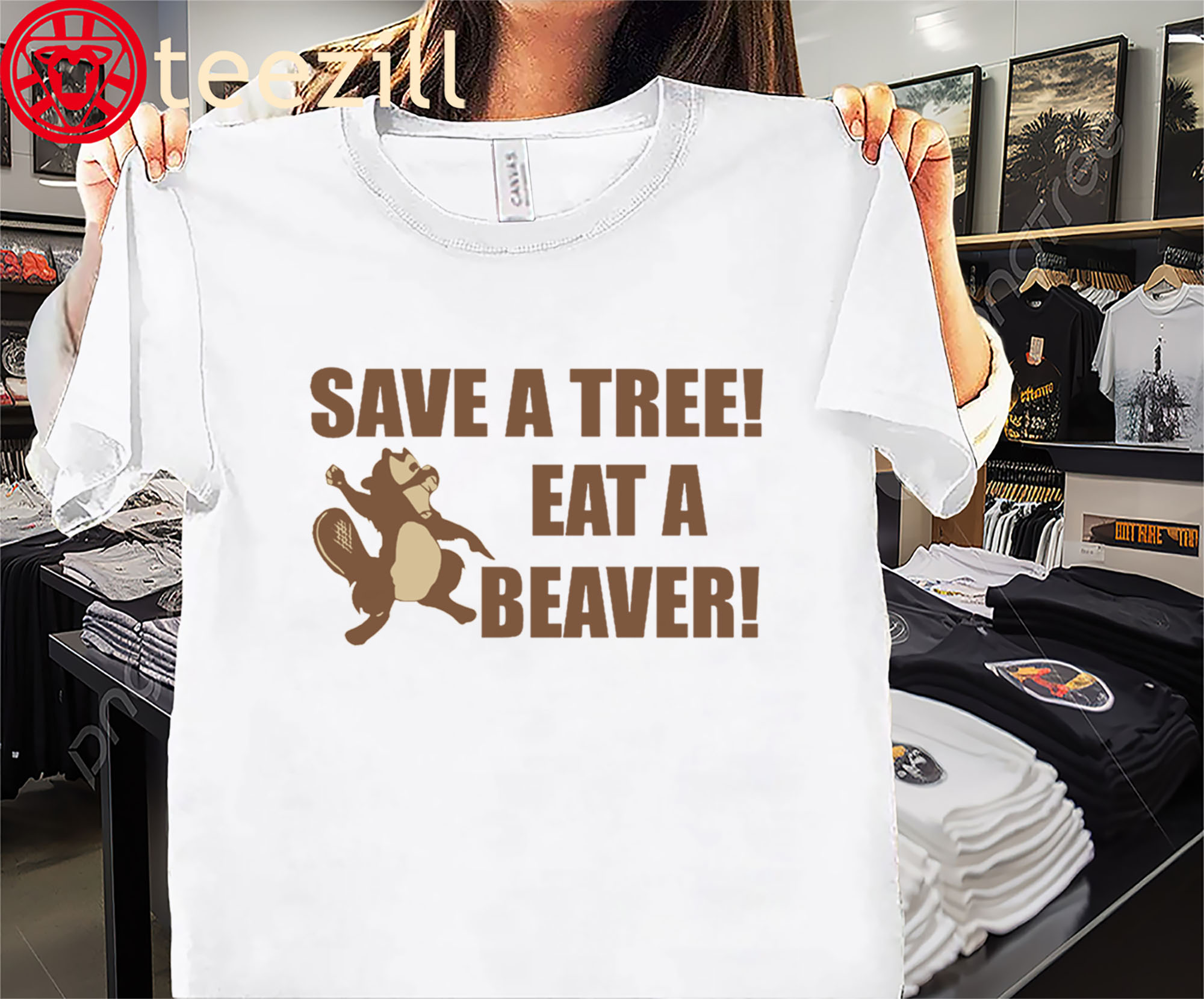 Save a Tree Eat a Beaver Squirrel Premium Shirt