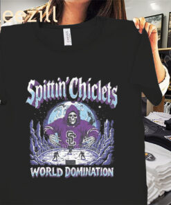 Spittin Chiclets World Domination Tee Skeleton Hockey Shirts