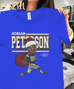 Adrian Peterson Minnesota Cartoon Santa Christmas Shirt Xmas 2025 Tee