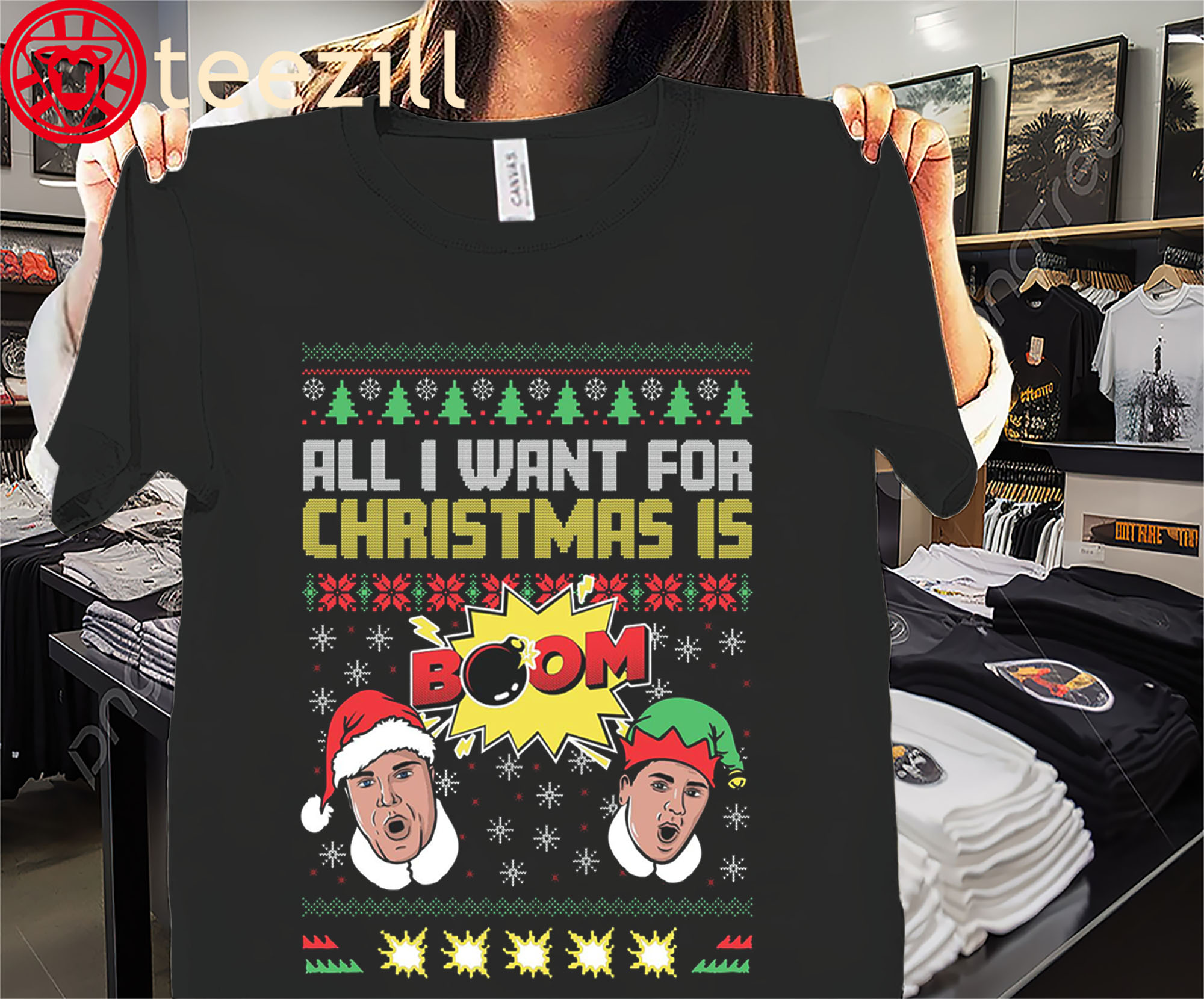 All I Want For Christmas is BOOM II Ugly Sweater Xmas Shirt Christmas 2025 Tee