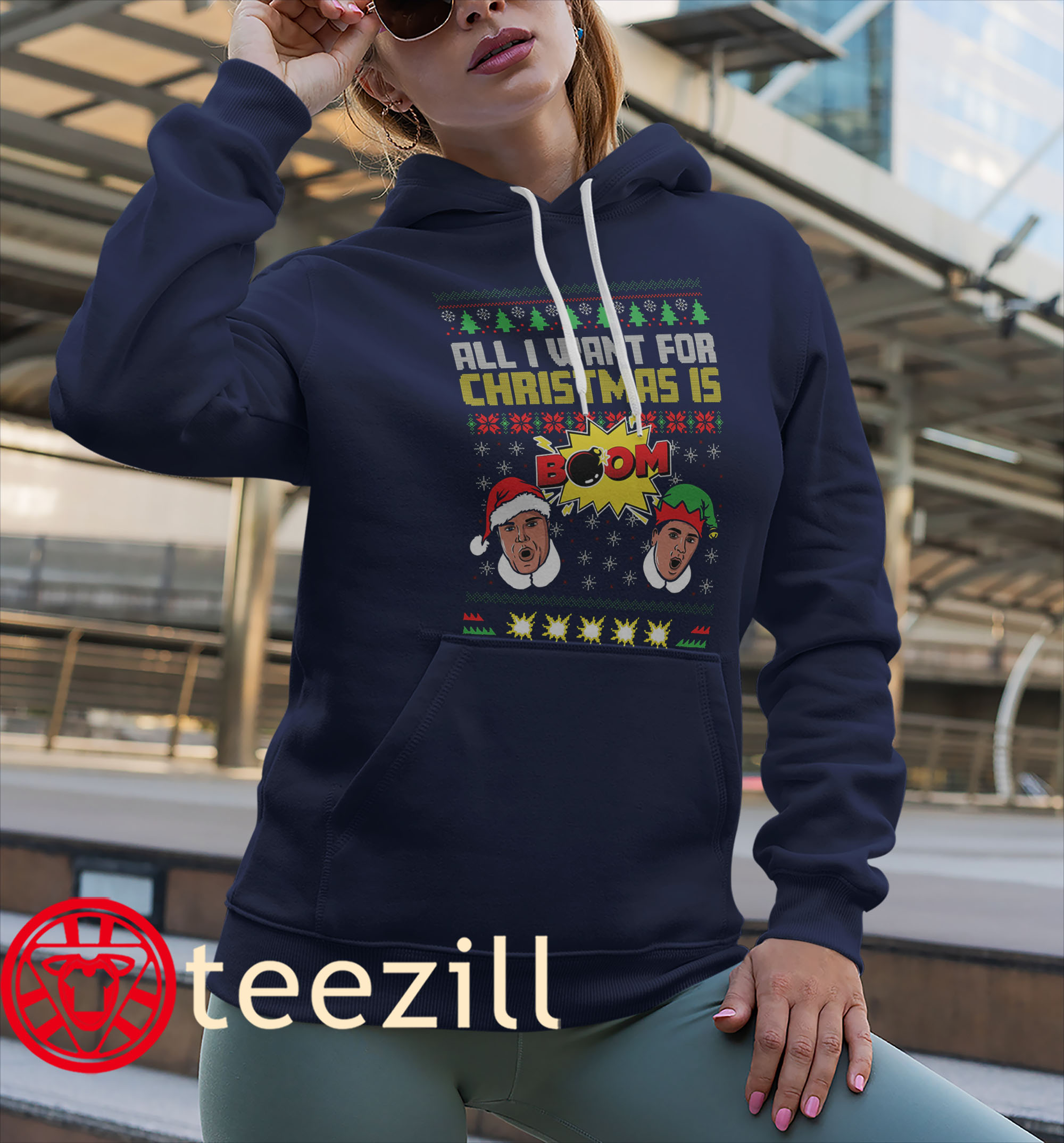 All I Want For Christmas is BOOM II Ugly Sweater Xmas Shirt Christmas 2025 Tees