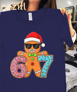 Christmas Boys Gingerbread Six Seven 67 Ice Cream Drip Xmas Shirt