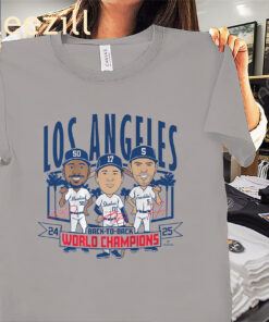 LA Baseball Back-to-Back World Champs Caricatures Shirt Los Angeles Baseballs