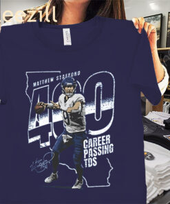 Matthew Stafford 400 Career Passing TDS Shirt Los Angeles Football Tees