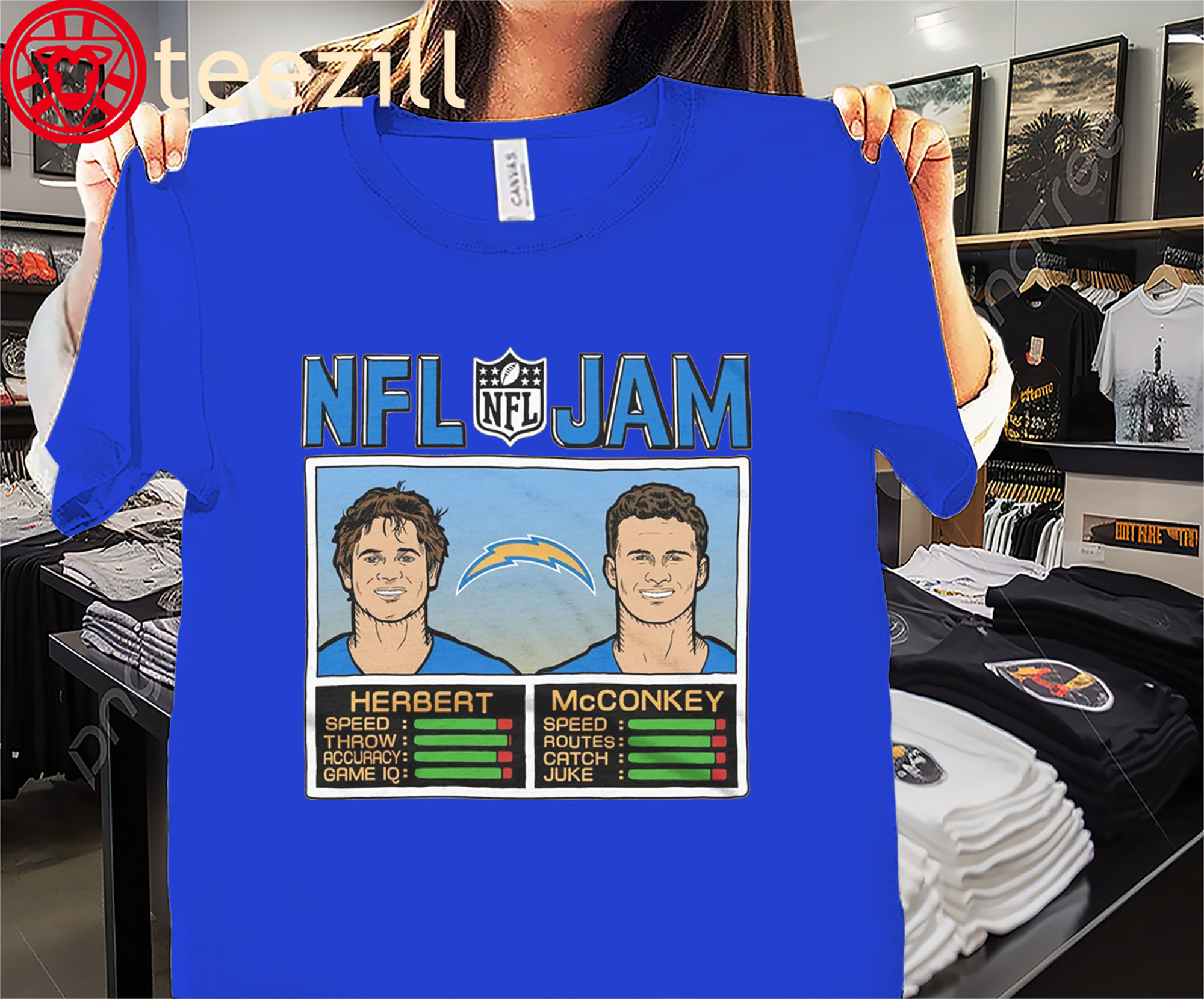 Official Jam Chargers Herbert And McConkey Shirt Los Angeles Chargers Football Tees