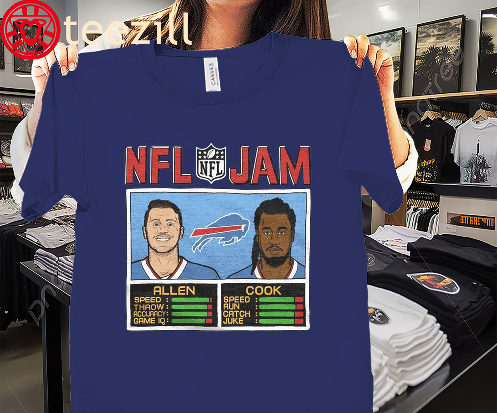 Official NFL Jam Bills Allen And Cook Shirt Buffalo Bills Football Tees