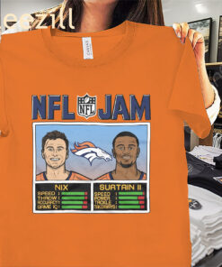 Official NFL Jam Broncos Nix And Surtain II Shirt Denver Broncos Football Tee