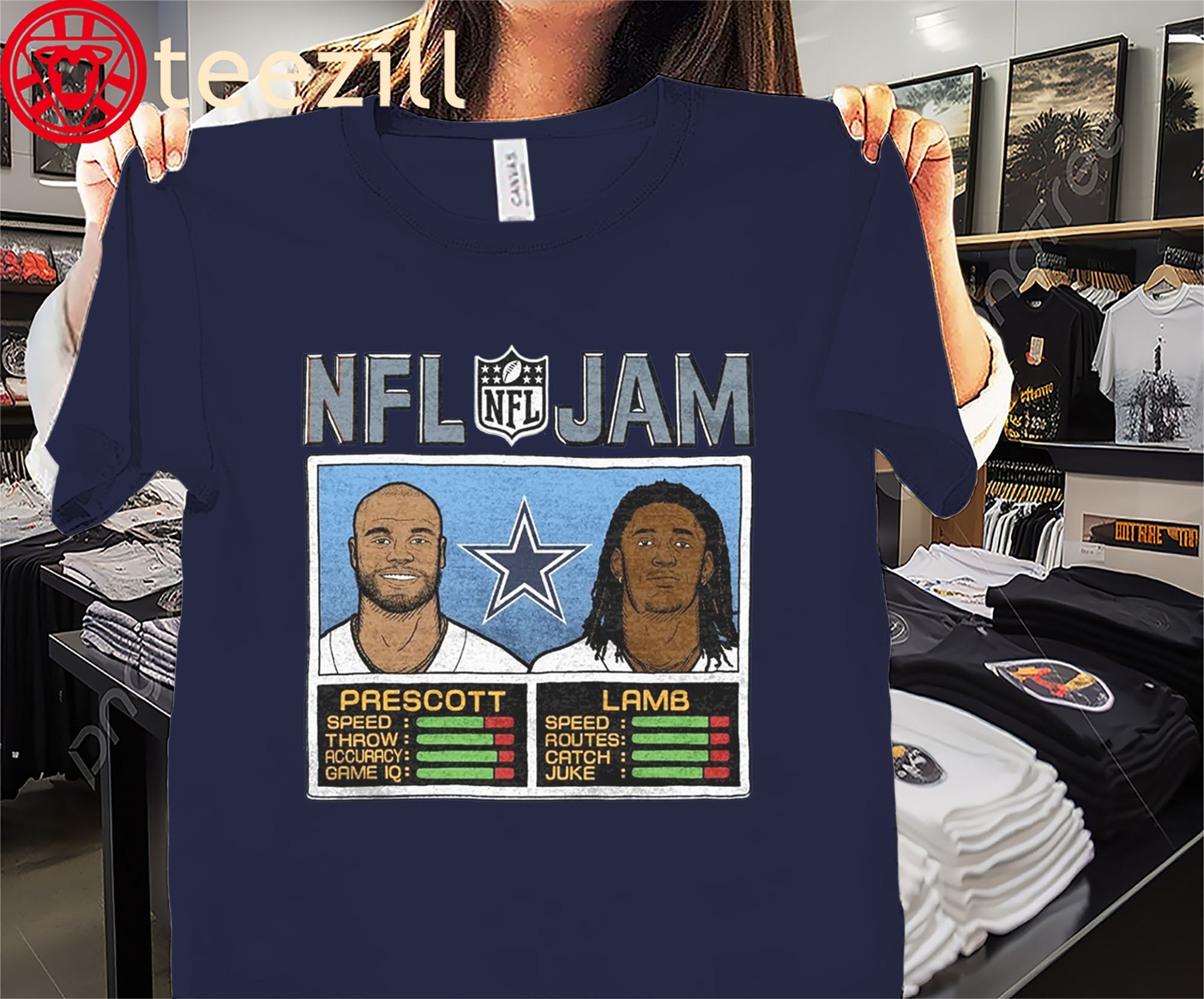Official NFL Jam Cowboys Prescott And Lamb Shirt Dallas Cowboys Football Tees
