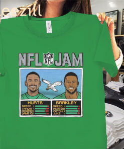 Official NFL Jam Eagles Hurts And Barkley Shirt Philadelphia Eagles Football Tee