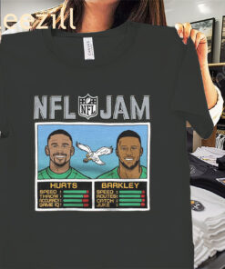 Official NFL Jam Eagles Hurts And Barkley Shirt Philadelphia Eagles Football Tees