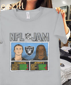 Official NFL Jam Raiders Bowers And Jeanty Shirt Las Vegas Raiders Football Tee