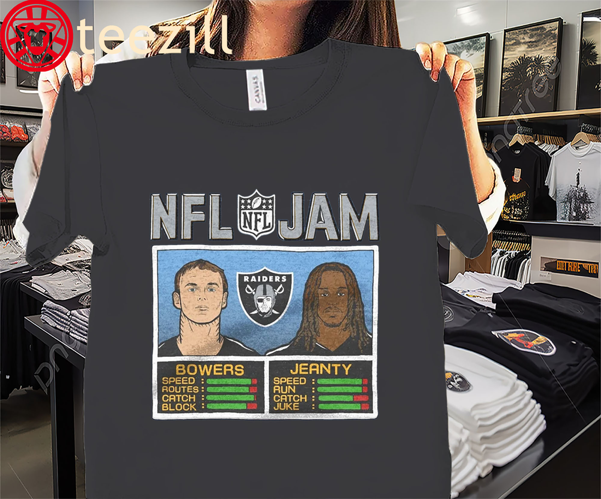 Official NFL Jam Raiders Bowers And Jeanty Shirt Las Vegas Raiders Football Tees