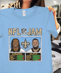 Official NFL Jam Saints Kamara And Olave Shirt New Orleans Football Tees